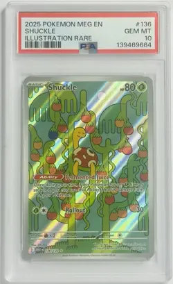 2025 POKEMON MEG EN-MEGA EVOLUTION ILLUSTRATION RARE #136 SHUCKLE PSA 10 - Image 1