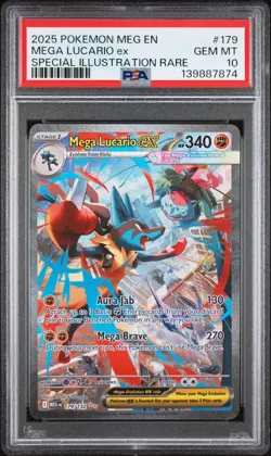 2025 POKEMON MEG EN-MEGA EVOLUTION 179 MEGA LUCARIO EX SIR - PSA 10 Gem Mint - Image 1