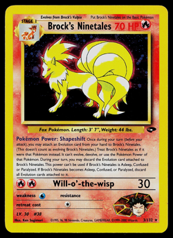 Pokemon Card - Gym Challenge Brock's Ninetales 3/132 Holo Rare Vintage WOTC - Image 1