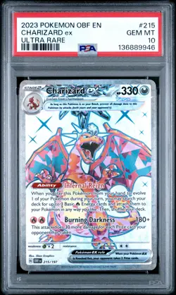 2023 POKEMON OBF EN-OBSIDIAN FLAMES ULTRA RARE #215 CHARIZARD EX PSA 10 - Image 1