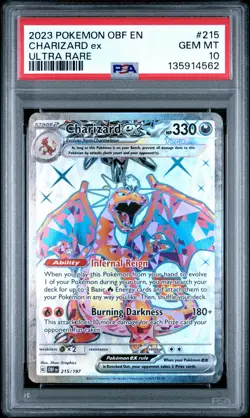 2023 POKEMON OBF EN-OBSIDIAN FLAMES ULTRA RARE #215 CHARIZARD EX PSA 10 - Image 1