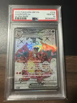 2023 Pokemon Obf En-Obsidian Flames Ultra Rare Charizard Ex #215 PSA 10 - Image 1