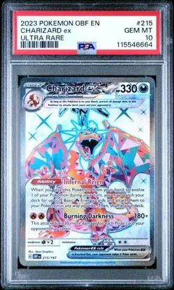 2023 PSA 10 OBF EN-OBSIDIAN FLAMES #215 CHARIZARD ex ULTRA RARE POKEMON - Image 1