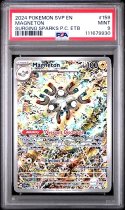 2024 POKEMON SURGING SPARKS POKEMON CENTER ETB PROMO #159 MAGNETON PSA 9 - Image 1