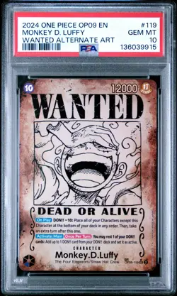 PSA 10 - 2024 ONE PIECE OP09 119 MONKEY D. LUFFY WANTED ALT ART (English) - Image 1
