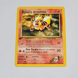 Pokemon TCG Blaine's Growlithe Gym Heroes 1st Edition Uncommon 35/132 WOTC 2000 - Image 1
