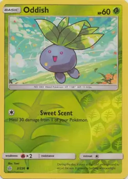 Oddish 2/236 Reverse Holo Cosmic Eclipse Pokemon Card NM - Image 1