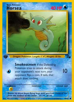 Horsea 49/62 Fossil 1st Edition Pokemon Card NM - Image 1