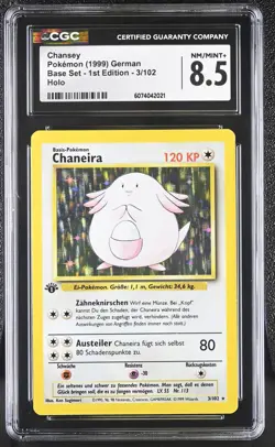 CGC 8.5 GERMAN Chansey 1999 Base Set - 1st Edition 3/102 Holo Pokemon Card - Image 1