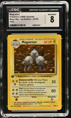 CGC 8 GERMAN Magneton 1999 Base Set - 1st Edition 9/102 Holo Pokemon Card - Image 1