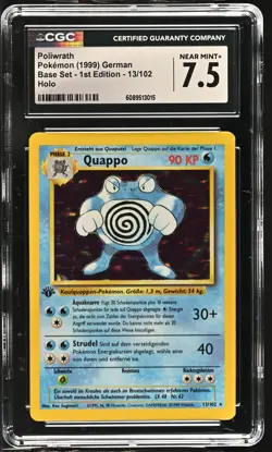CGC 7.5 GERMAN Poliwrath 1999 Base Set - 1st Edition 13/102 Holo Pokemon Card - Image 1