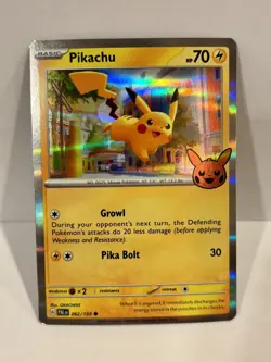 Pikachu 062/193 Trick Or Trade Holo Pokemon TCG 2023 Common Card - Image 1