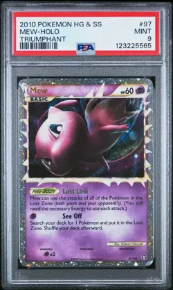 2010 POKEMON HEARTGOLD & SOULSILVER TRIUMPHANT #97 MEW-HOLO PSA 9 - Image 1