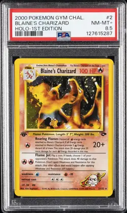 2000 POKEMON GYM CHALLENGE HOLO-1ST ED #2 BLAINE'S CHARIZARD PSA 8.5 - Image 1