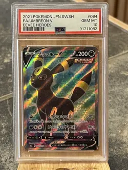 2021 POKEMON JPN SWORD & SHIELD EEVEE HEROES #084 FULL ART/UMBREON V PSA 10 - Image 1