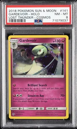 2018 POKEMON SUN & MOON LOST THUNDER COSMOS #141 GARDEVOIR-HOLO PSA 8 - Image 1