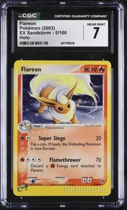 CGC 7 FLAREON 5 EX HOLO SANDSTORM E-READER POKEMON NEAR MINT - Image 1