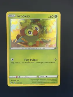 Grookey - 010/202 - Sword & Shield Cosmos Holo Pokemon SWIRL 🌀 - Image 1