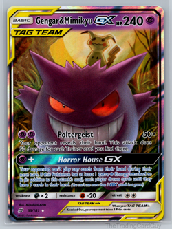 Pokemon Gengar & Mimikyu GX 53/181 Sun & Moon Team Up Holo Ultra Rare NM 001 - Image 1