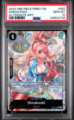 2024 ONE PIECE PRB01-PREMIUM BOOSTER ALTERNATE ART #082 SHIRAHOSHI PSA 10 - Image 1