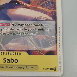 P-073 Sabo promo One Piece TCG English Edition- Mint - Image 2