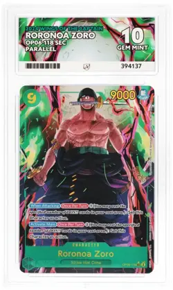 One Piece - Roronoa Zoro OP06-118 SEC* (Alt Art) English - Ace Gem Mint 10 - Image 2