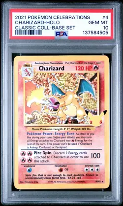2021 POKEMON CELEBRATIONS CLASSIC COLLECTION #4 CHARIZARD-HOLO PSA 10 - Image 1