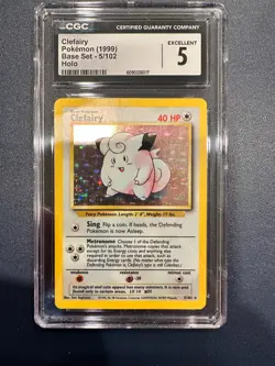 Clefairy Holo 5/102 Base Set (1999) - CGC 5 - WOTC Vintage Pokemon Card - Image 1