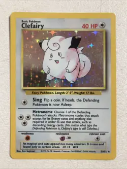 Vintage Clefairy 5/102 Base Set Holo Rare Vintage 1999 Pokemon Card LP+/NM - Image 1