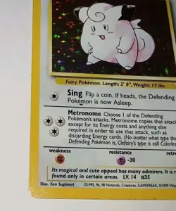 Vintage CLEFAIRY Holo 5/102 Base Set Pokemon Card LP Wizards Sugimori 1999 - Image 3