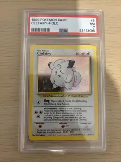 PSA 7 NM Clefairy 5/102 Base Set Pokemon Card WOTC Vintage 1999 Rare Holo - Image 1