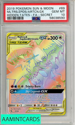 2019 POKEMON SUN MOON HIDDEN FATES MLTRS ZPDS ARTCN GX #69 FA-SECRET PSA 10 - Image 1