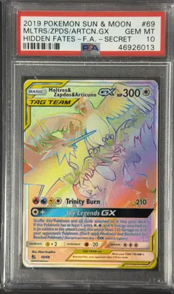 2019 POKEMON SUN & MOON HIDDEN FATES MLTRS/ZPDS/ARTCN.GX#69 FA-SECRET PSA 10 - Image 1