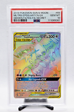 2019 Pokemon Sun & Moon Hidden Fates FA Secret #69 Mltrs/Zpds/Artcn.Gx PSA 10 GM - Image 1