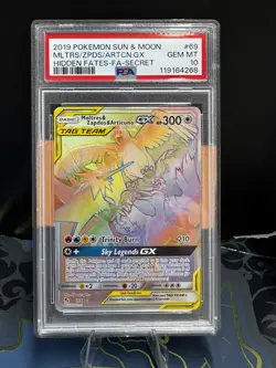 2019 Pokemon Sun & Moon Hidden Fates Artcn. GX Zpds Mltrs #69 Fa-Secret PSA 10 - Image 1
