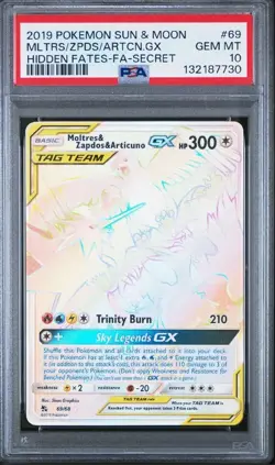 2019 Pokemon Sun & Moon Hidden Fates Artcn. GX Zpds Mltrs #69 Fa-Secret PSA 10 - Image 1