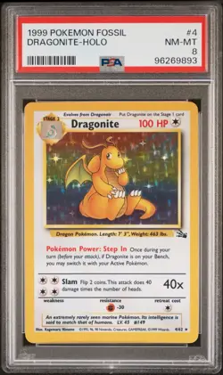 Dragonite #4/62 PSA 8 - 1999 Pokemon Fossil Unlimited Holo - Image 1
