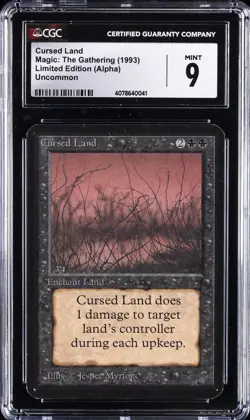 1993 MAGIC: THE GATHERING LTD ED (ALPHA) UNCOMMON CURSED LAND CGC 9 - Image 1