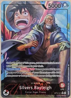 Silvers Rayleigh (Alternate Art) OP12-001 One Piece TCG Card Leader Near Mint - Image 1