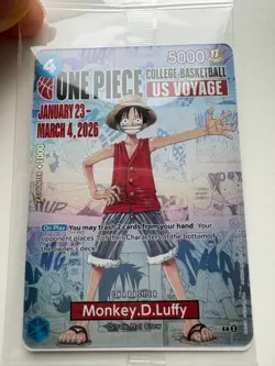 One Piece Monkey D. Luffy College Basketball US Voyage Promo Card FREE Ship! - Image 5