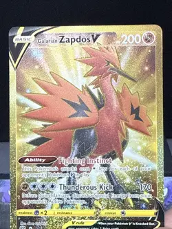 Pokemon Card Galarian Zapdos V 192/172 Brilliant Stars Gold Secret Rare NM - Image 2