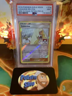 2018 Sun & Moon Ultra Prism Lusamine 153a/156 Pokemon League 1st Place - PSA 9 - Image 1