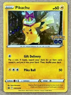 2022 POKEMON GO PIKACHU BLACK STAR PROMO HOLO SWSH234 NM+ QTY - Image 1