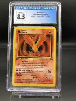 1999 Pokemon 1st Edition Fossil Non Holo Moltres 27/64 CGC 8.5 PAS BGS - Image 1