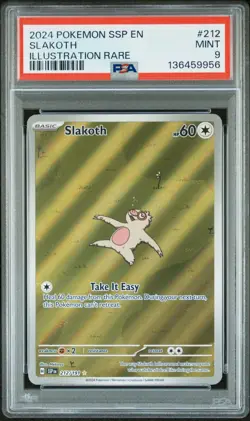 2024 POKEMON SSP EN-SURGING SPARKS ILLUSTRATION RARE #212 SLAKOTH PSA 9 - Image 1