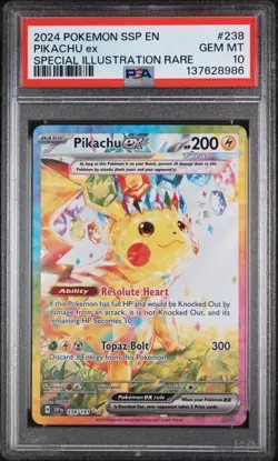 2024 POKEMON SSP EN-SURGING SPARKS SPECIAL ILLUSTRATION RARE PIKACHU EX PSA 10 - Image 1