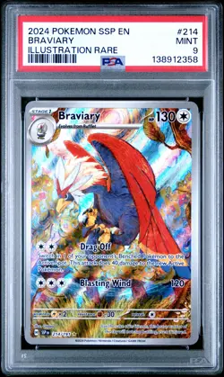 2024 POKEMON SSP EN-SURGING SPARKS ILLUSTRATION RARE #214 BRAVIARY PSA 9 - Image 1