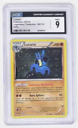 Lucario (80/113) Holo CGC 9 (2013) Pokemon Black and White: Legendary Treaures - Image 1
