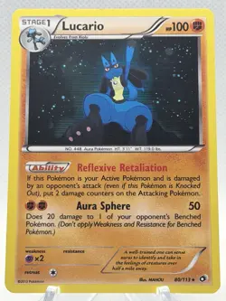 Lucario - 80/113 - Pokemon Legendary Treasures Black White Cosmos Holo Rare LP - Image 1