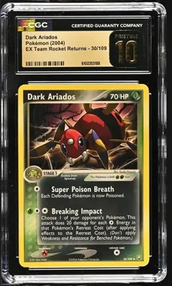 Pokemon Dark Ariados 2004 EX Team Rocket Returns 30/109 CGC PRISTINE 10 - Image 1